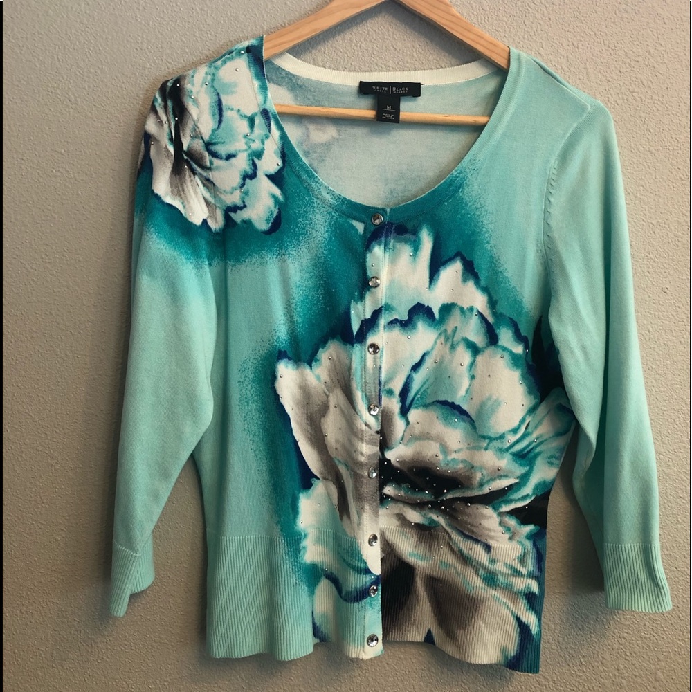 White House Black Market Watercolor Cardigan